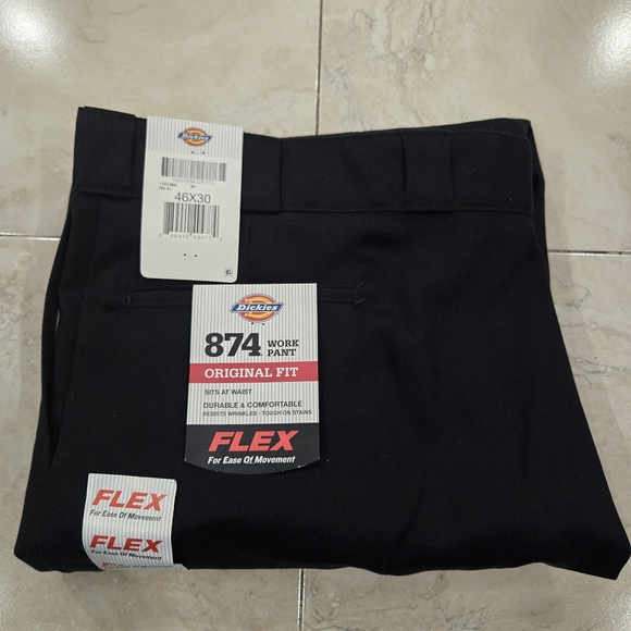 NWT Dickies 874 Flex Original Fit Mens 40x30 Black Work Pants - Picture 2 of 9